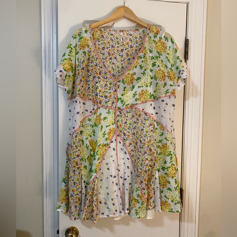 Free People Wildflower Patchwork Mini Dress Size M, NWOT